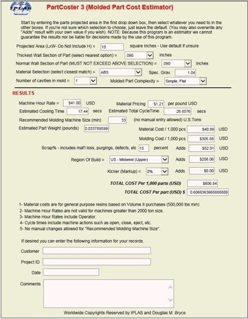 Texas Plastic Technologies PartCoster Software